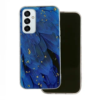 Telefontok Samsung Galaxy A05s - Gold Glam Blue - mintás műanyag hátlap tok, szilikon kerettel