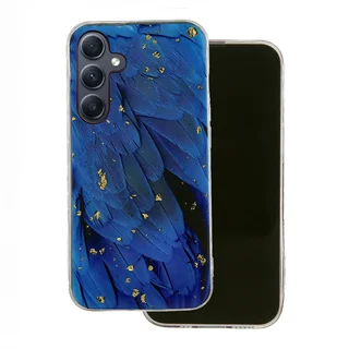 Telefontok Samsung Galaxy A35 5G - Gold Glam Blue - mintás műanyag hátlap tok, szilikon kerettel